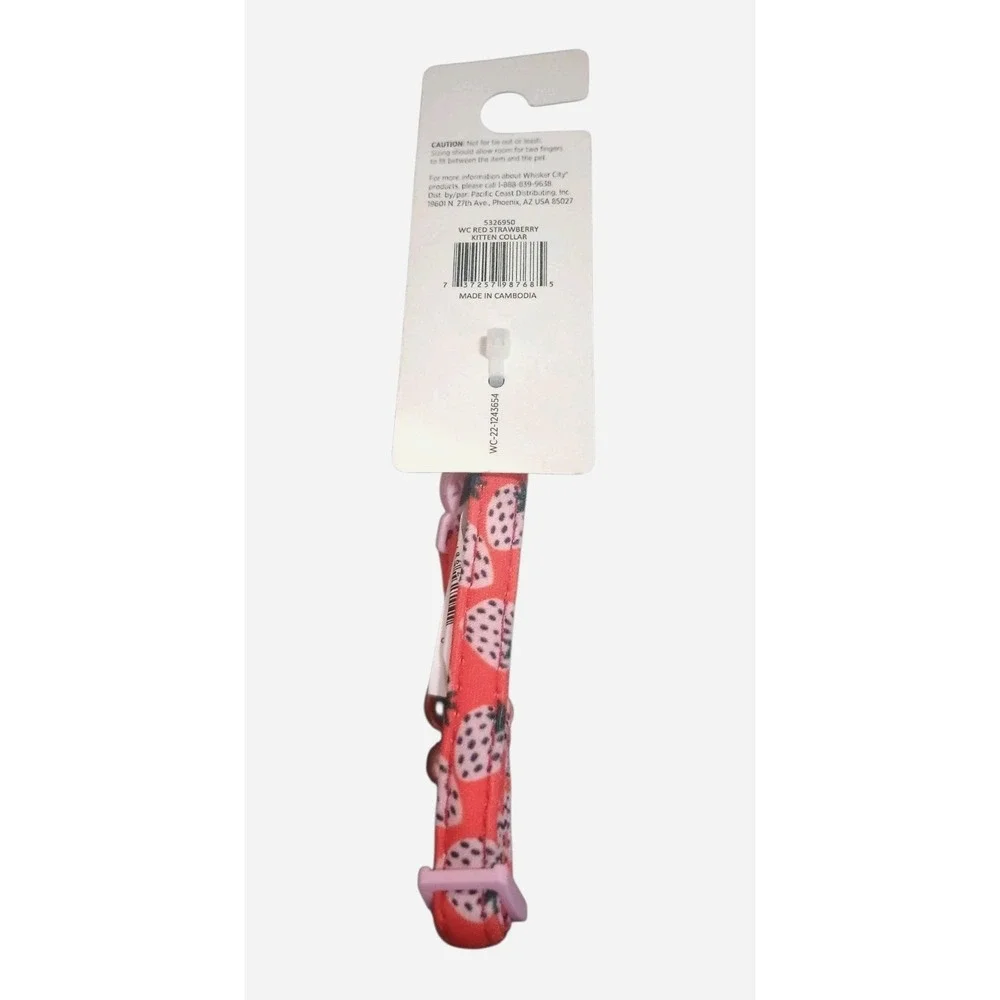 Whisker City Easy-Release Cat Kitten Collar Red Strawberry 6.2-9